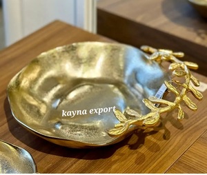 Bol en métal doré poli fait main Kayna Export avec motif feuille – Bols décoratifs de luxe écologiques pour fêtes et cadeaux - Product Image 2