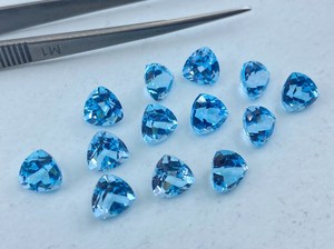 Topacio Azul Cielo Facetado en Forma de Trillón, Gema Suelta de 6mm, 7mm, 10mm, Calibrada, Lote para Joyería - Product Image 2