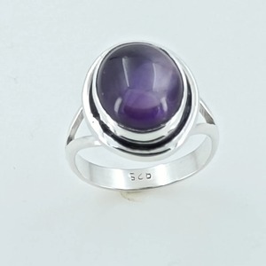 Amethyst <b>Ring</b> Handmade Sterling Silver Bezel Setting Natural Purple Oval Gemstone <b>Boho</b> Jewelry February Birthstone - Product Image 5