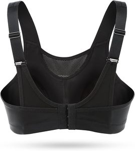 Women Scoop Neck Racerback Sports Bra Medium Support Breathable <b>Mesh</b> Panel Fitness Workout Yoga <b>Top</b> Solid Black - Product Image 2