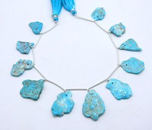 11 perles brutes lisses en turquoise naturelle d'Arizona, percées sur le devant, pour la fabrication de bijoux DIY - Product Image 1
