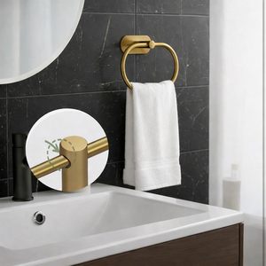 <b>Towel</b> Ring Holder for Bathroom Wall Mount Gleaming Golden Color Wall Mounted <b>Towel</b> <b>Rack</b> No Drill <b>Towel</b> Ring Bathroom for Sell - Product Image 2