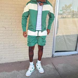 Conjunto Deportivo de Dos Piezas Personalizado con Chaqueta Reflectante con Cierre y Pantalones Cortos de Poliéster y Nailon, Ropa Deportiva, Cortavientos, Conjunto de Pantalones Cortos para Hombre - Product Image 5