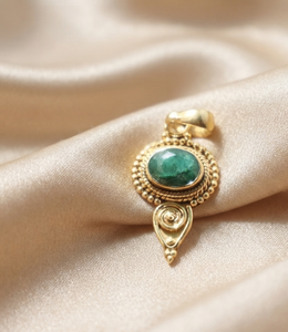 Pendentif en émeraude verte ovale naturelle, argent sterling 925, bijoux faits à la main, plaqué or rose jaune, cadeau pour elle - Product Image 3
