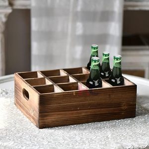 Porte-bière en bois moderne, organisateur de boissons rectangulaire, porte-bouteilles multifonctionnel, rangement pour bouteilles de bière avec poignée - Product Image 3