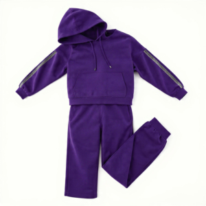 Conjunto Deportivo de Pantalón Ancho y Sudadera Corta para Mujer, con Franja Lateral Metálica y Logotipo Personalizado / Conjunto de 2 Piezas para Descansar - Product Image 2