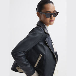 Nouvelle arrivée, vente chaude, veste bomber en cuir véritable pour femmes, cuir de vache imprimé et brodé, imperméable, veste en cuir véritable pour femmes - Product Image 2