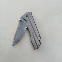 Burraq DIY El Yapımı Endüstriyel Kalite Şam Çelik Çok Fonksiyonlu Sürgülü Açılır Düz Arka Cep Bıçağı Ahşap Saplı OEM