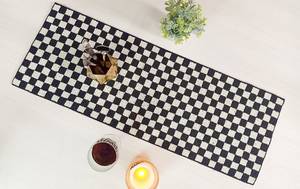 Chemin de table rectangulaire moderne en tissu à motif damier, antidérapant, noir et blanc, pour la décoration de la salle à manger à la maison - Product Image 4