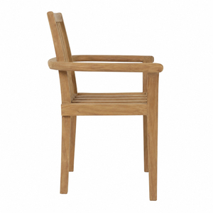 Fauteuil d'extérieur contemporain en teck massif résistant aux intempéries, avec pieds coniques, empilable, pour patio, jardin et complexe hôtelier, vente en gros Jepara - Product Image 2