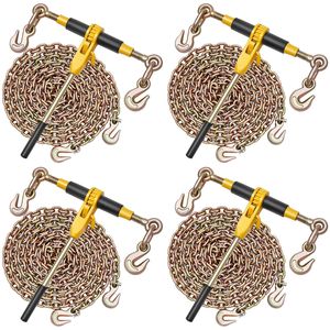 Set di Cinghie a Cricchetto con Carico di Lavoro di 8000 Libbre, Catene G80 da 5/16 X 14 Piedi, Tendicatene a Cricchetto per Fissaggio Sicuro - Product Image 1