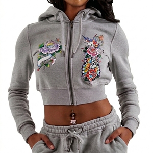 Sweat-shirts de haute qualité pour femmes, logo personnalisé, survêtement en polyester pour tenue décontractée et fitness, service OEM, streetwear - Product Image 1