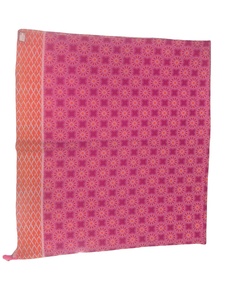 Écharpe carrée bohème patchwork, imprimé géométrique vintage à feuilles et pois, avec pompons, légère, effet soie, multifonctionnelle, pour femme - Product Image 3