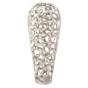 Jarrón de Metal Decorativo Plateado Antiguo con Diseño de Arrecife de Coral, Alto, para Centros de Mesa de Boda y Decoración - Product Image 2