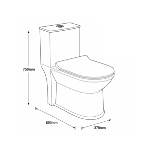 Rimless One Piece Ceramic Toilet Elongated Bowl Dual-Flush Gravity Flushing S-<b>Trap</b> Floor Mounted Contemporary Lavatory Bathroom - Product Image 4