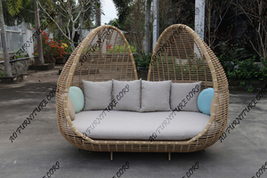 Ensemble de lit de jour extérieur PRSF-214 en polyrotin écologique, imperméable, design asiatique, durable, pour salle de sport, atelier, hôtel, salon - Product Image 3