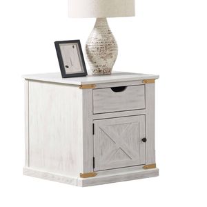 Antique White Rustic Style 1pc End <b>Table</b> Barnyard Design Living Room <b>Side</b> <b>Table</b> with <b>Drawers</b> Console <b>Tables</b> - Product Image 5