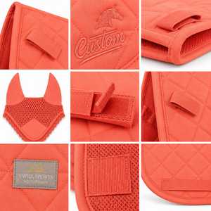 Housse de cou en maille matelassée corail pour selle de cheval, unisexe, en tissu tissé, personnalisable, imprimé numérique, motif uni, Velcro - Product Image 3