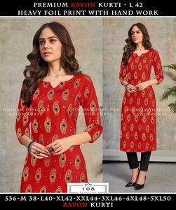 Kurti / 100% coton — vêtements ethniques pour femme, vêtement de couleur tendance, fabriqué par des imprimés indiens, kurtis, vente en gros - Product Image 4
