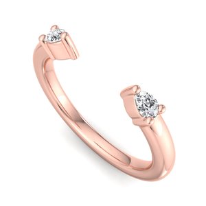 luxury rose gold pear cut diamond <b>two</b> <b>stone</b> open cuff <b>ring</b> minimalist bypass adjustable band stackable fashion jewelry for women - Product Image 1