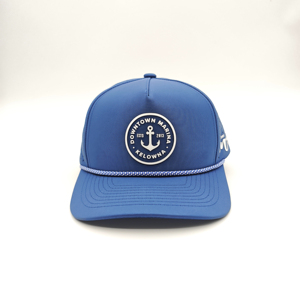 Downtown Marina Blue Mesh Baseball Cap Unisex Fitted 6-Panel <b>Hat</b> Breathable Waterproof Solid Color Casual Spring <b>Summer</b> - Product Image 2