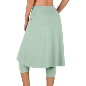 Jupe modeste pour femme, taille haute, coupe trapèze, poches, couleur unie, respirante, tricotée, décontractée, mini-longueur, en nylon, séchage rapide, toutes saisons - Product Image 2