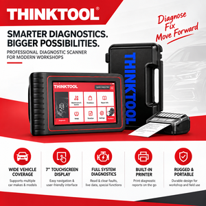 Thinktool Scanner de diagnostic automobile universel, lecteur OBD2 complet, écran LED, connectivité USB, 12-24V SDK Noir - Product Image 3