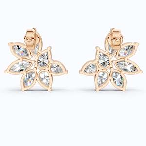 14K Solid Gold Marquise Pear Cut Lab Grown Diamond Floral Cluster <b>Stud</b> <b>Earrings</b> 3.22 TCW Bridal Wedding <b>Fine</b> Jewelry - Product Image 6