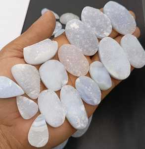 Lote de Cabujones de Ágata Druzy Azul Natural al por Mayor, Piedras Sueltas Brillantes con Corte Ovalado y Efecto de Color para Fabricación de Joyas - Product Image 2