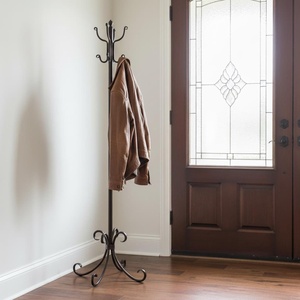 Elegante Perchero de Hierro Resistente, Soporte de Ropa Independiente con Base Decorativa y Diseño de Ganchos Múltiples para la Entrada del Hogar - Product Image 2