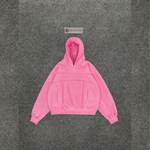 HIG QUALITY Pink Unisex Oversized Hooded Sweatshirt Regular Sleeve Solid Color Fleece Casual Autumn Wear MODERN CASUAL FASHIONAB - Product Image 5