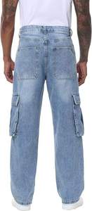 Jeans en denim délavé sur mesure pour hommes, coupe décontractée, style baggy, effet usé, coupe classique, hip-hop - Product Image 1