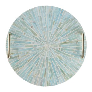 Plateau de service décoratif de luxe en nacre durable avec poignées dorées – Haute qualité, élégant, étanche et léger - Product Image 1
