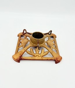 Support de sapin de Noël vintage doré, style années 1950, support de sapin rétro, décoration de Noël dorée, base de sapin en fer doré - Product Image 3