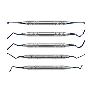 Instrumentos para Relleno de Puente Óseo, Juego de Curetas de Túnel Recubiertas de Titanio para Implantología Vista, 5 Piezas, Raspadores Manuales de Acero Inoxidable, CE - Product Image 3