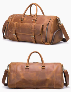 Sac de voyage en cuir pour homme, forme rectangulaire, fermeture à glissière, poignée supérieure, sac de transport, 36,56 L, grande capacité, sac de rangement durable - Product Image 2