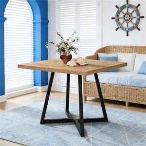 Tavolo da Pranzo Quadrato in Legno per Cucina, Soggiorno e Caffè, Tavolo Multifunzione per Caffè e Pranzo - Product Image 4