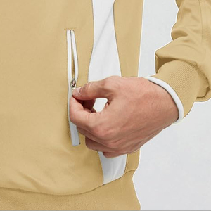 Unisex Khaki Tracksuit Full Zipper Sporty Sweatshirt And <b>Pants</b> Set With White Panels Breathable Regular Fit Autumn Wear - Product Image 4