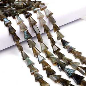Natural Flashy Labradorite Faceted Triangle Carved Gemstone Beads 12x10mm Labradorite Loose Beads For Jewelry Making Wholesale - Product Image 1