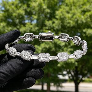<b>Iced</b> <b>Out</b> Moissanite Link Bracelet Solid S925 Silver Hip Hop Bling Baguette <b>Chain</b> Streetwear Luxury Statement Jewelry - Product Image 5