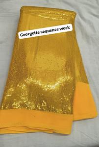 Tissu brodé à sequins GEORGETTE en gros, en stock pour robes de mariée, saris ethniques, lehengas, tenues de soirée et robes de gala - Product Image 2