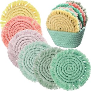 แผ่นรองแก้วมาคราเม่ทรงกลม งานฝีมือประณีต สไตล์โบโฮ ทำจากผ้าฝ้าย ซึมซับน้ำได้ดี ป้องกันความร้อน เป็นมิตรกับสิ่งแวดล้อม ตกแต่งโต๊ะอาหาร - Product Image 6