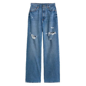 Customized Women Street Wear Distressed Skinny Denim <b>Jeans</b> High <b>Waisted</b> Distressed <b>Jeans</b> Breathable Casual Cut-up Pencil Pants - Product Image 1