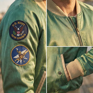 Veste universitaire Roaring Tiger Sukajan, style hip-hop, patchwork en toile, hiver, fine, enduite, écologique, séchage rapide, devant - Product Image 6