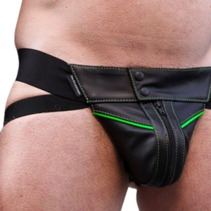 Jockstrap en cuir noir classique à fermeture à pression pour homme, style fetish, clubwear, brillant, sexy, avec pochette, dentelle respirante, tentation, service OEM, doux - Product Image 5