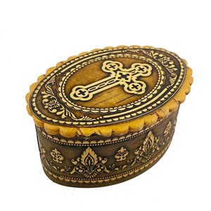 Caja de cuentas de oración de madera de abedul hecha a mano con incrustaciones de latón - Venta al por mayor de Moradabad - Product Image 1
