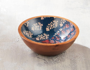 Handcrafted <b>Mango</b> <b>Wood</b> Serving <b>Bowl</b> with Blue Floral Printed Interior Decorative Wooden Salad <b>Bowl</b> for Fruits Snacks Dry Fruits - Product Image 3