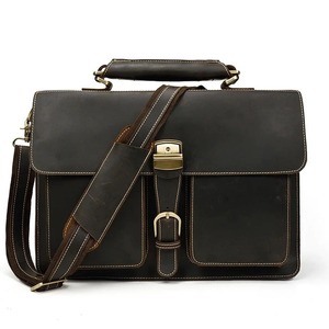 Maletín de Cuero 100% Genuino Vintage para Uso Diario, Oficina, Negocios, Portátil, para Hombre, LLB-0351 - Product Image 1