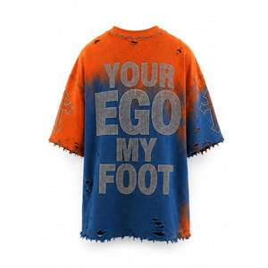 T-shirt Homme Oversize Orange Bleu Tie-Dye Manches Courtes Col Rond Imprimé Personnage Style Urbain Coupe Jersey Longueur Standard - Product Image 3