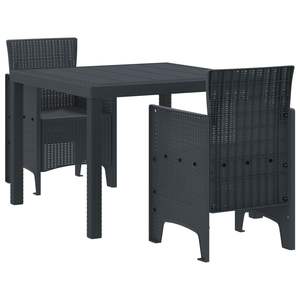 Ensemble de salle à manger de jardin 3 pièces en polypropylène anthracite - Product Image 1